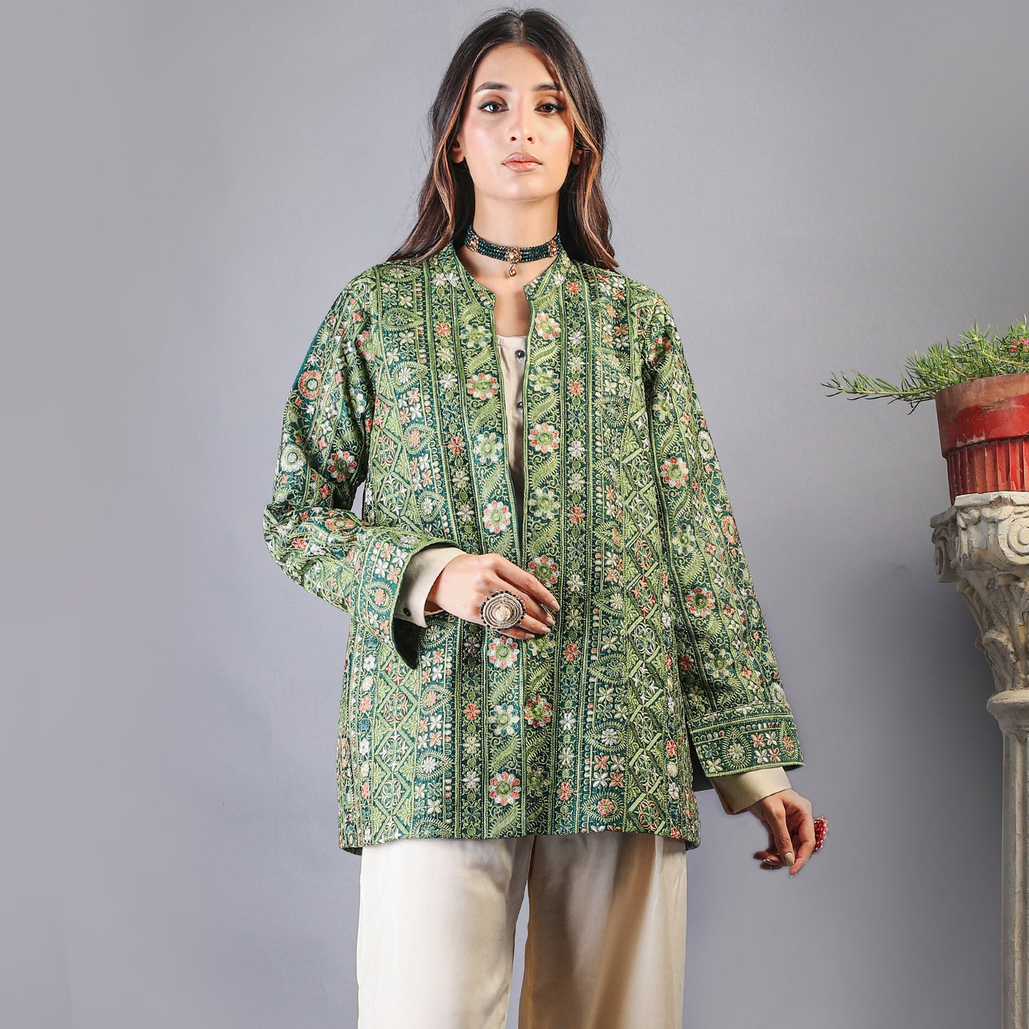 EMBROIDERED GREEN JACKET