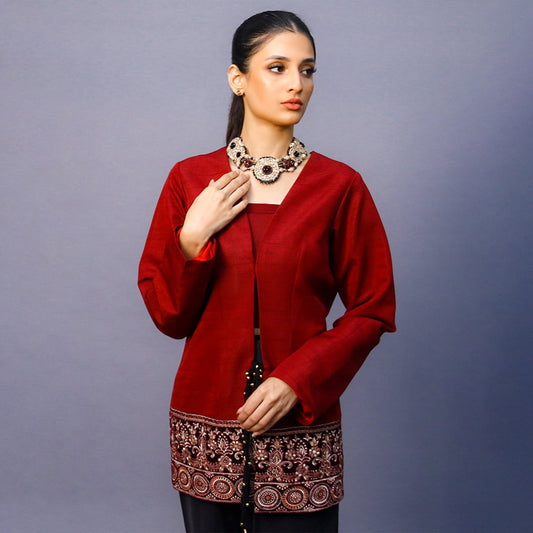 EMBROIDERED MAROON JACKET