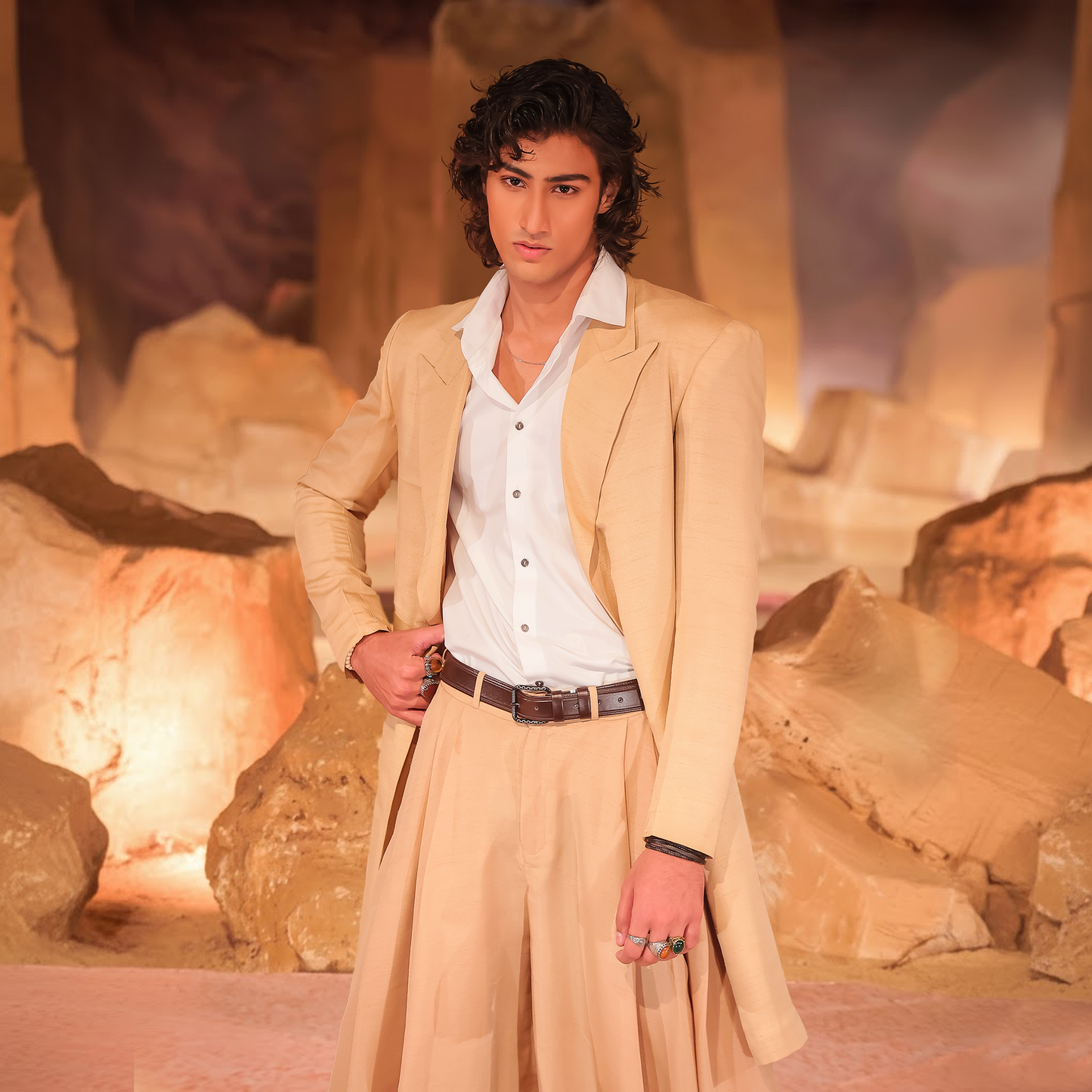 Sand Raw Silk Suit