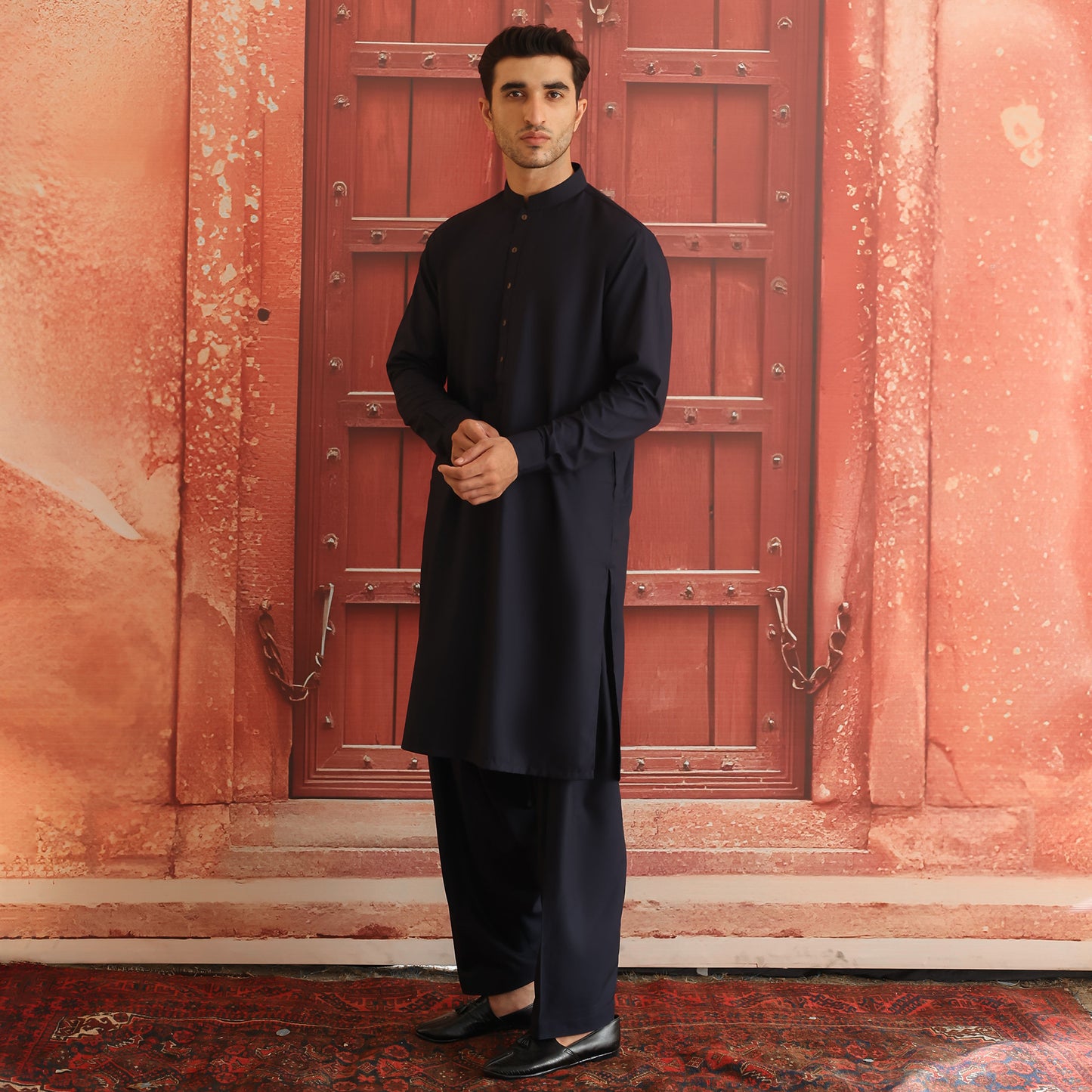 Poly Viscose Outerspace Classic Fit Plain Suit