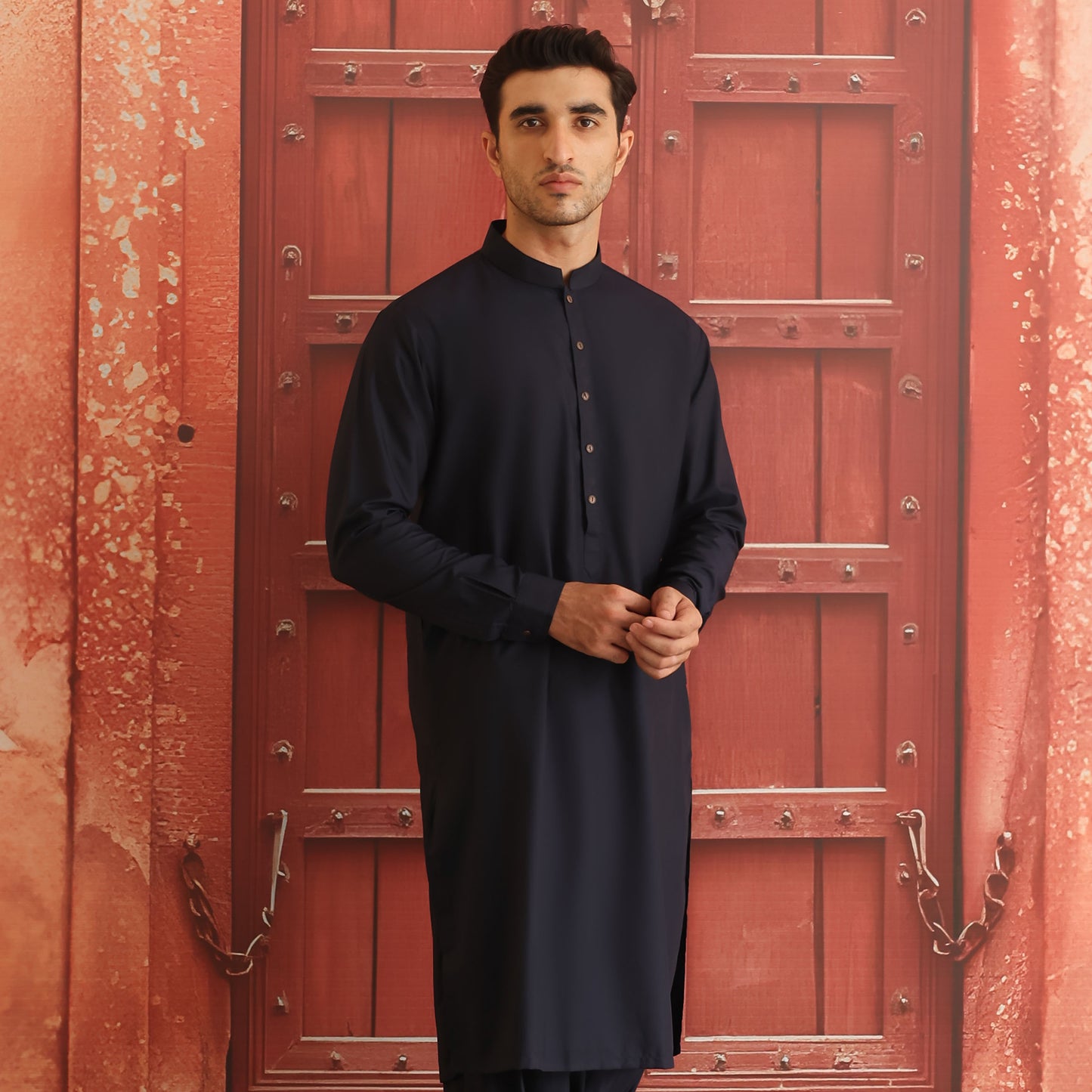 Poly Viscose Outerspace Classic Fit Plain Suit