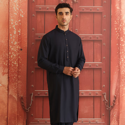 Poly Viscose Outerspace Classic Fit Plain Suit