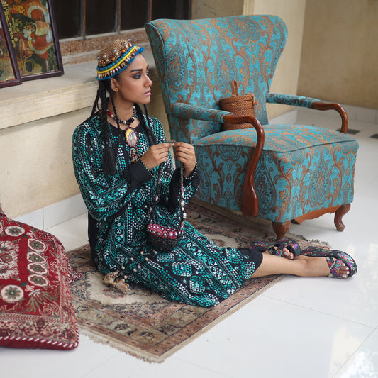 BALOCH COLLECTION BLACK/JADE DRESS