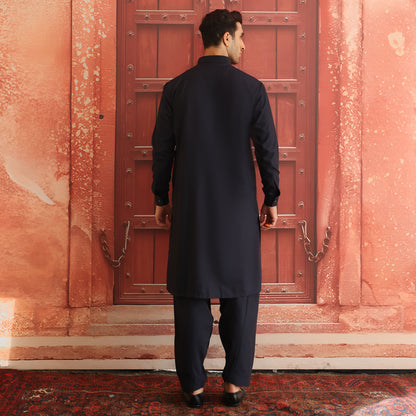 Poly Viscose Outerspace Classic Fit Plain Suit