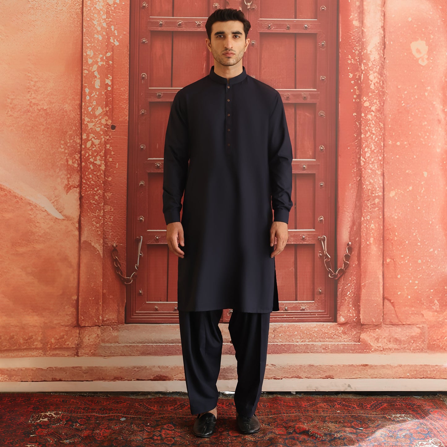 Poly Viscose Outerspace Classic Fit Plain Suit