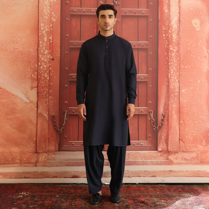 Poly Viscose Outerspace Classic Fit Plain Suit