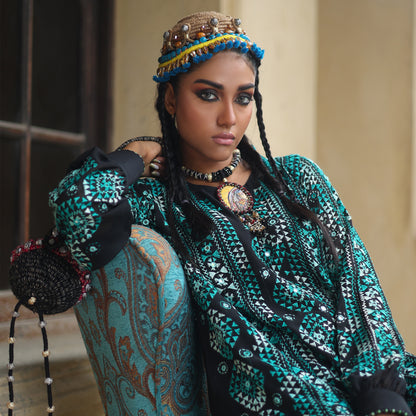 BALOCH COLLECTION BLACK/JADE DRESS