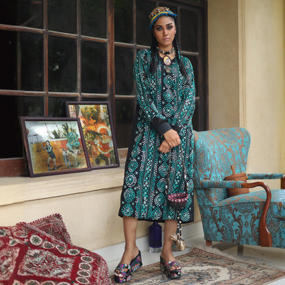BALOCH COLLECTION BLACK/JADE DRESS
