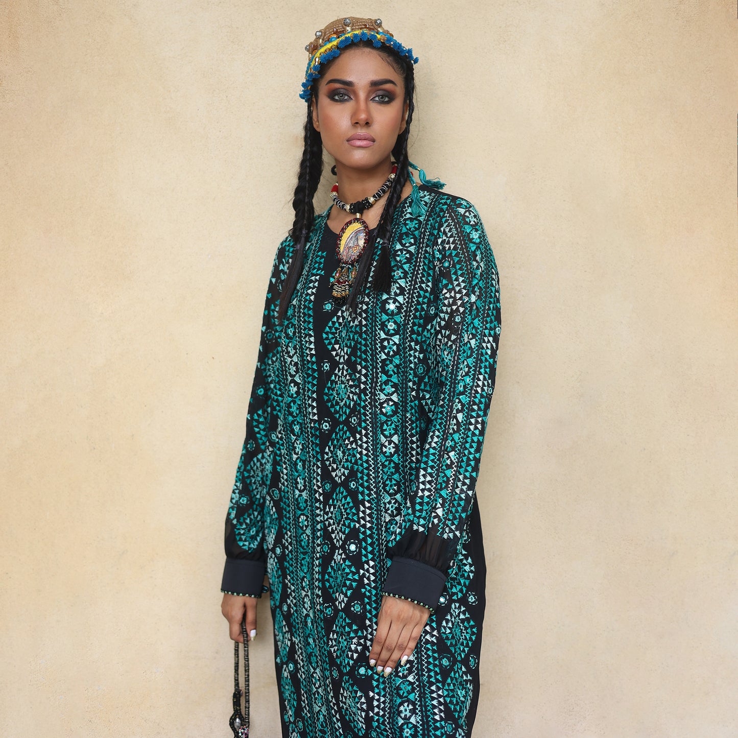 BALOCH COLLECTION BLACK/JADE DRESS