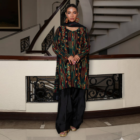 BALOCH COLLECTION BLACK/MULTI DRESS