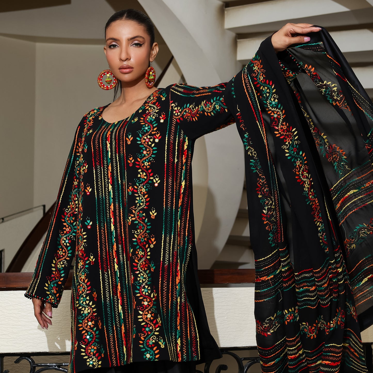 BALOCH COLLECTION BLACK/MULTI DRESS