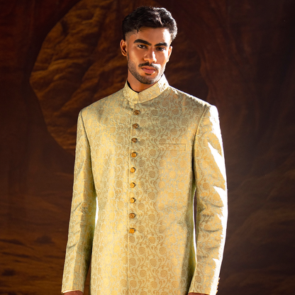 ZARI JAMAWAR MINT GREEN SHERWANI