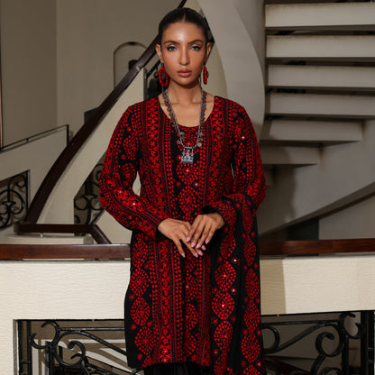 BALOCH COLLECTION NAVY/FUCHSIA DRESS