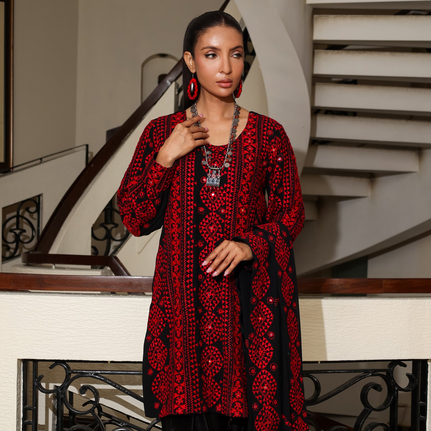 BALOCH COLLECTION NAVY/FUCHSIA DRESS