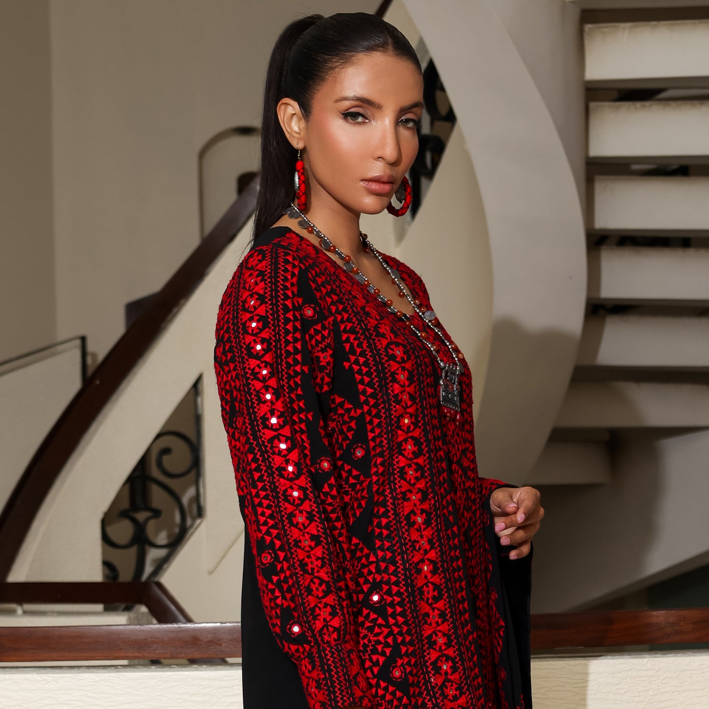 BALOCH COLLECTION NAVY/FUCHSIA DRESS