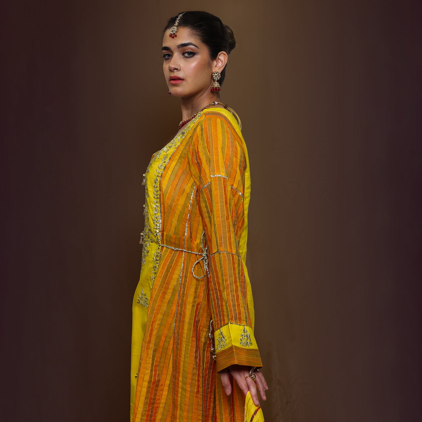 YELLOW KHADDI 3 PC GOTA SUIT