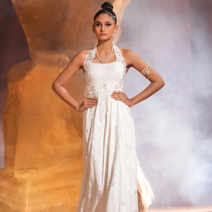CHIKANKARI WHITE GOWN