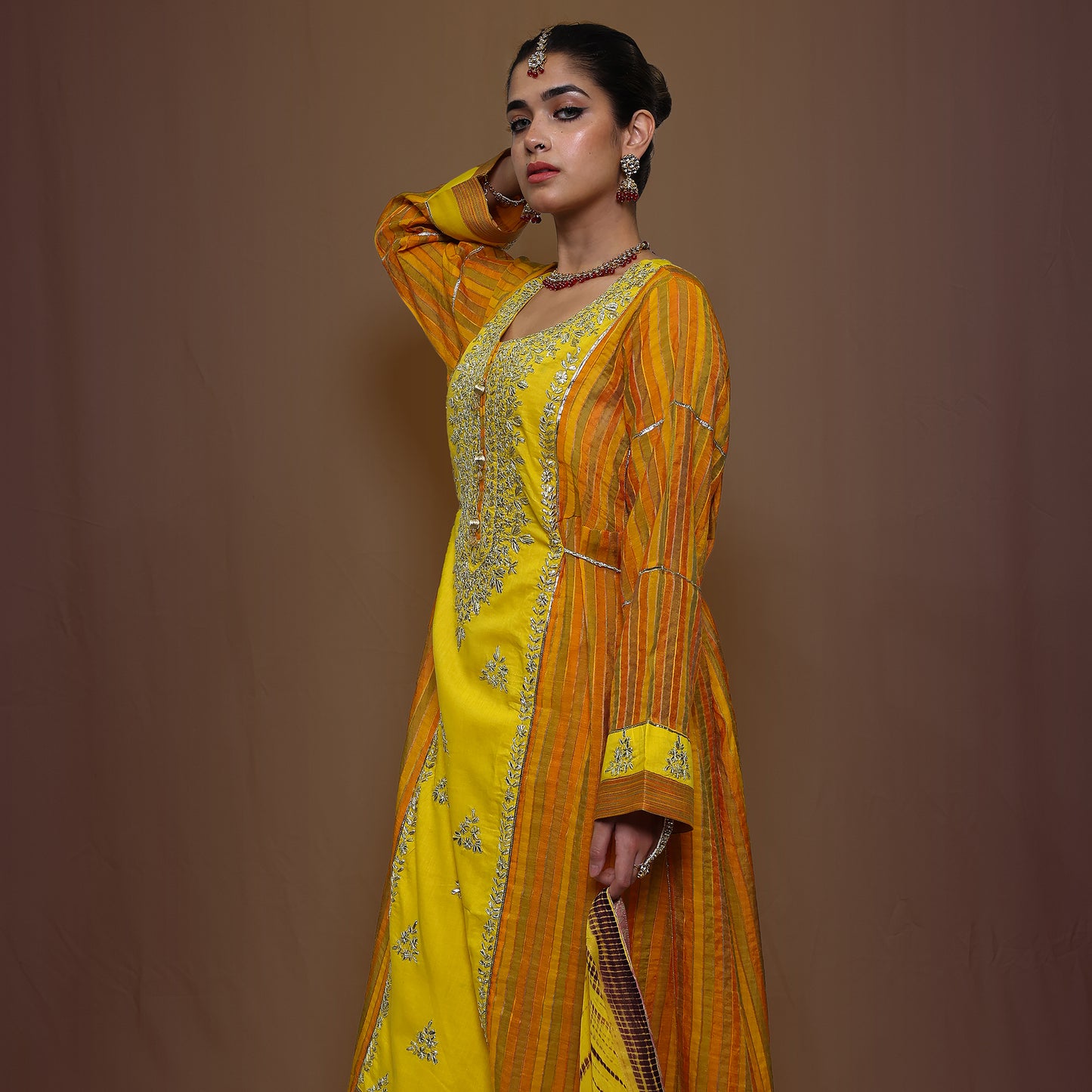YELLOW KHADDI 3 PC GOTA SUIT