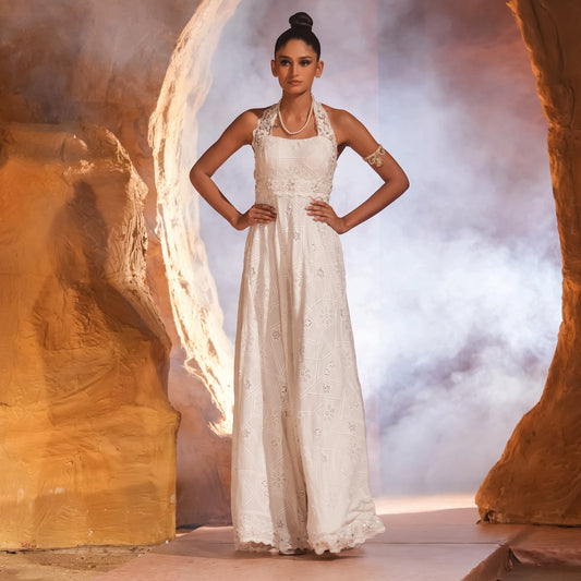 CHIKANKARI WHITE GOWN