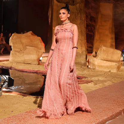 CHIKANKARI PINK GOWN