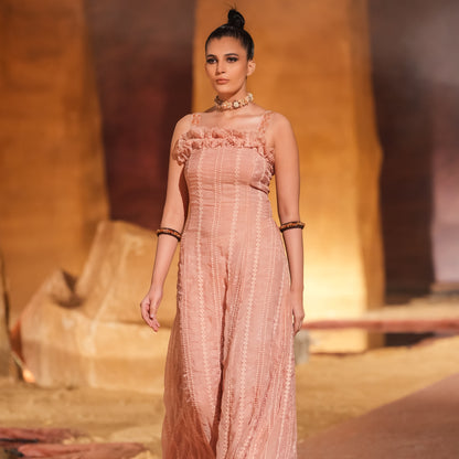 CHIKANKARI PINK GOWN