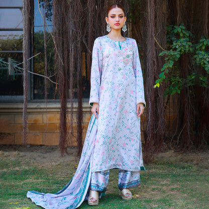 OPULENT SILK DIGITAL GOTA PRINT LAVENDER 3 PC