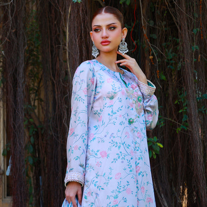 OPULENT SILK DIGITAL GOTA PRINT LAVENDER 3 PC