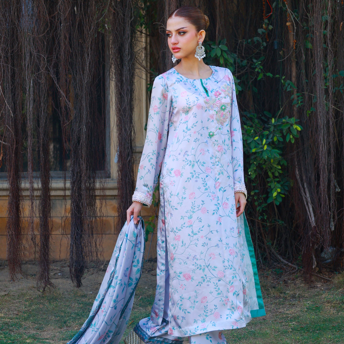 OPULENT SILK DIGITAL GOTA PRINT LAVENDER 3 PC