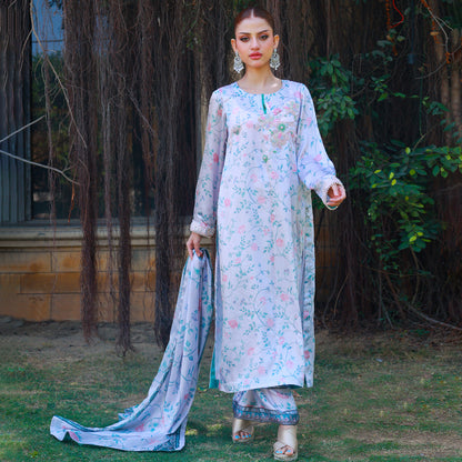 OPULENT SILK DIGITAL GOTA PRINT LAVENDER 3 PC