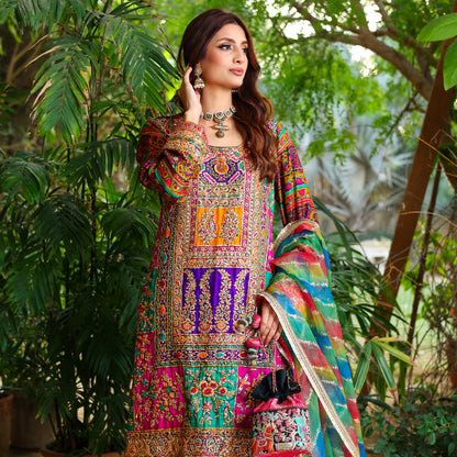 MULTICOLORED GOTA WORK WEDDING OUTFIT 3 PC