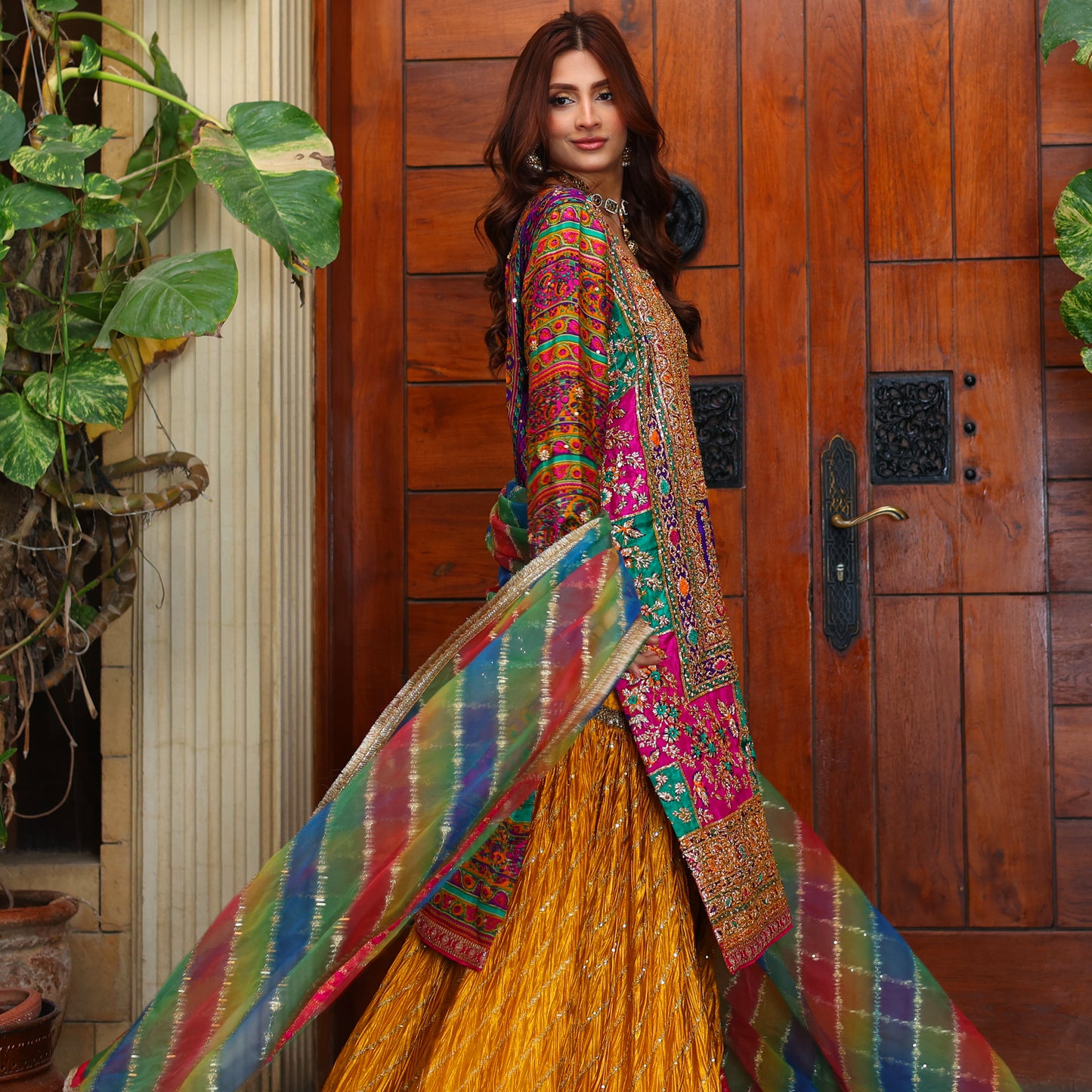 MULTICOLORED GOTA WORK WEDDING OUTFIT 3 PC