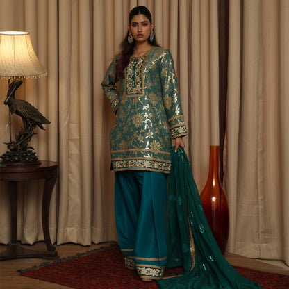 EMBROIDERED FARSHI FEROZI 3PC SUIT