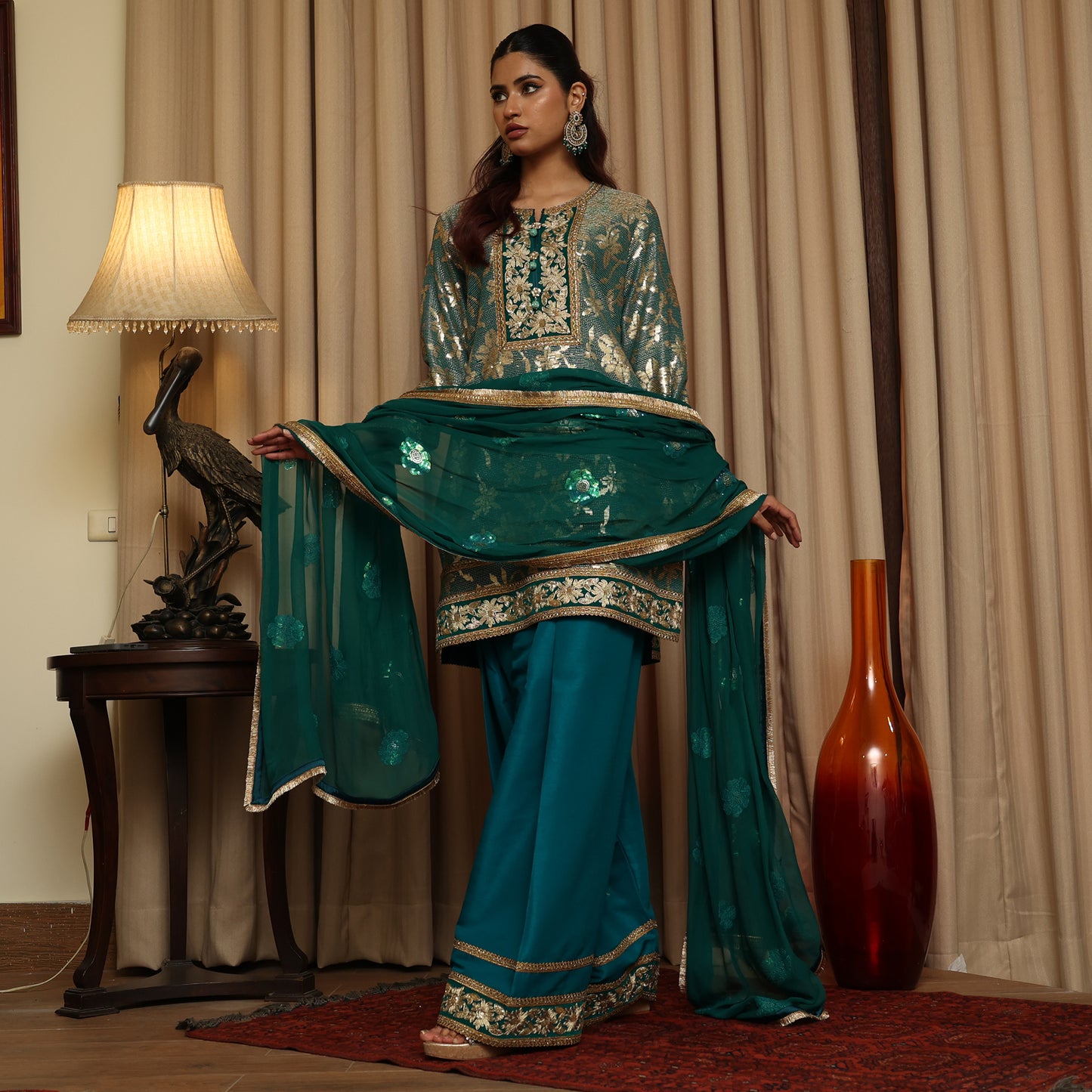 EMBROIDERED FARSHI FEROZI 3PC SUIT