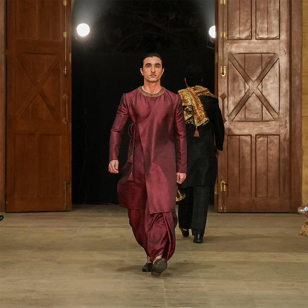 Open-Front Anarkali with Hand-Embroidered Neckline