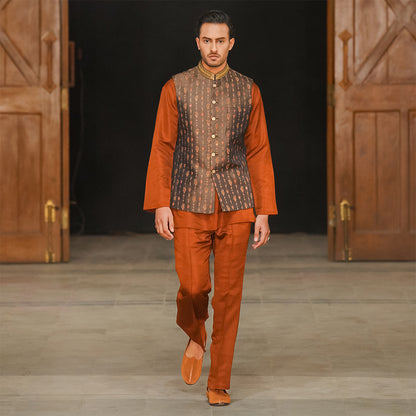 Snake-Skin texture Jamawar Waistcoat