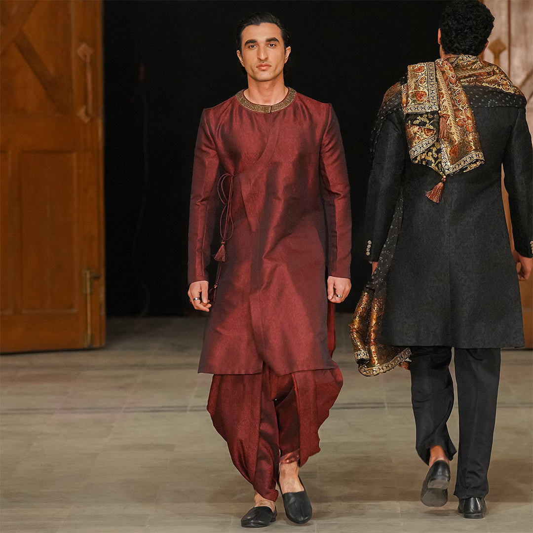 Open-Front Anarkali with Hand-Embroidered Neckline
