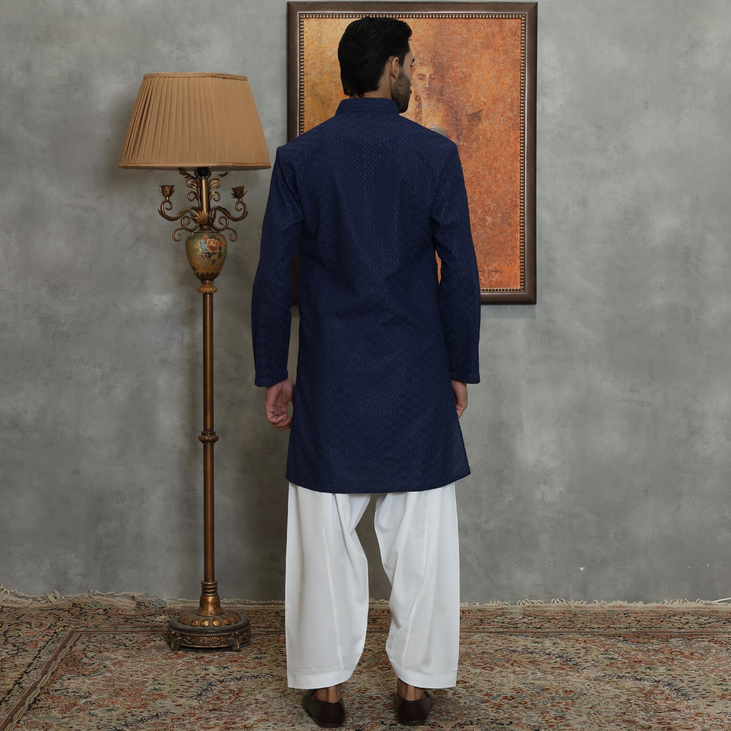 SLIM FIT NAVY COTTON KURTA