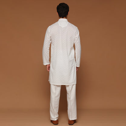 SLIM FIT WHITE COTTON KURTA