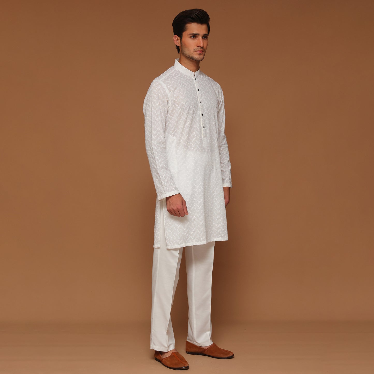 SLIM FIT WHITE COTTON KURTA