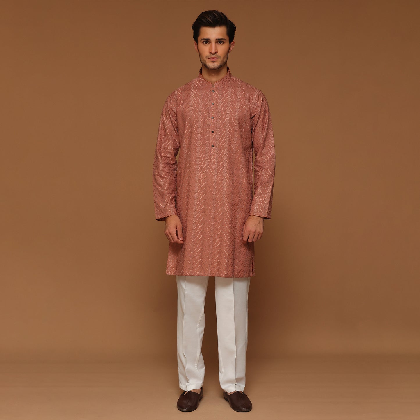 SLIM FIT SALMON COTTON KURTA