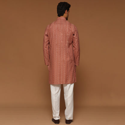 SLIM FIT SALMON COTTON KURTA