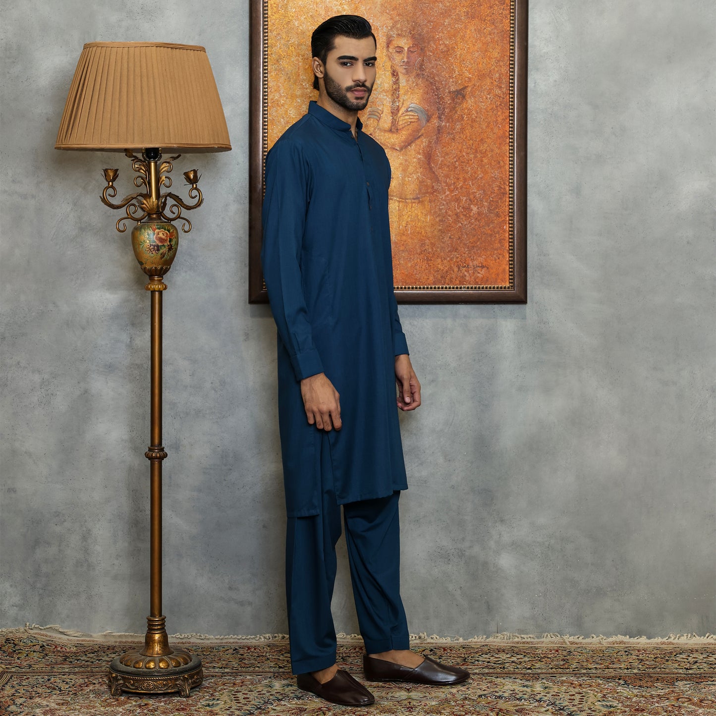 POLY VISCOSE TEAL CLASSIC FIT PLAIN SUIT