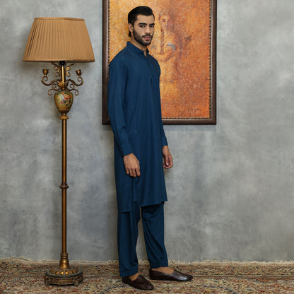 POLY VISCOSE TEAL CLASSIC FIT PLAIN SUIT