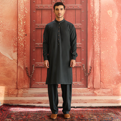 POLY VISCOSE BLACK CLASSIC FIT PLAIN SUIT