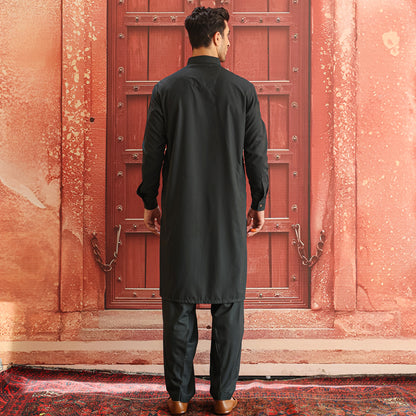 POLY VISCOSE BLACK CLASSIC FIT PLAIN SUIT