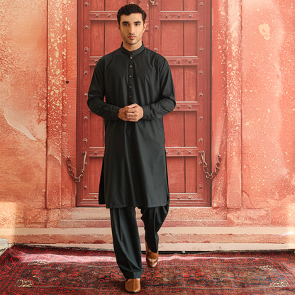 POLY VISCOSE BLACK CLASSIC FIT PLAIN SUIT