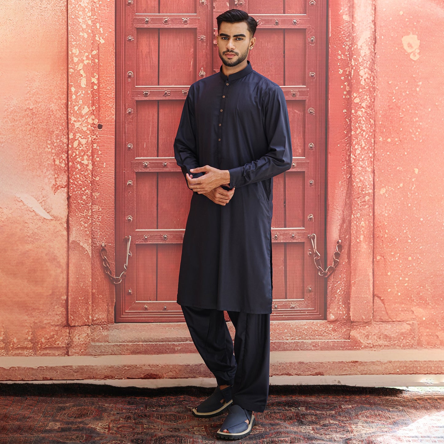 POLY VISCOSE NAVY CLASSIC FIT PLAIN SUIT