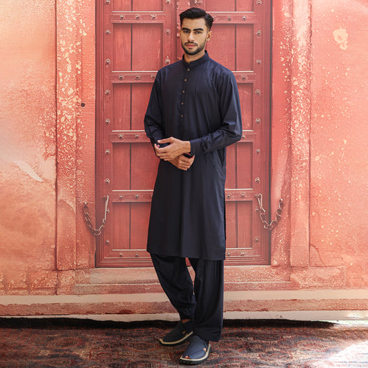 POLY VISCOSE NAVY CLASSIC FIT PLAIN SUIT