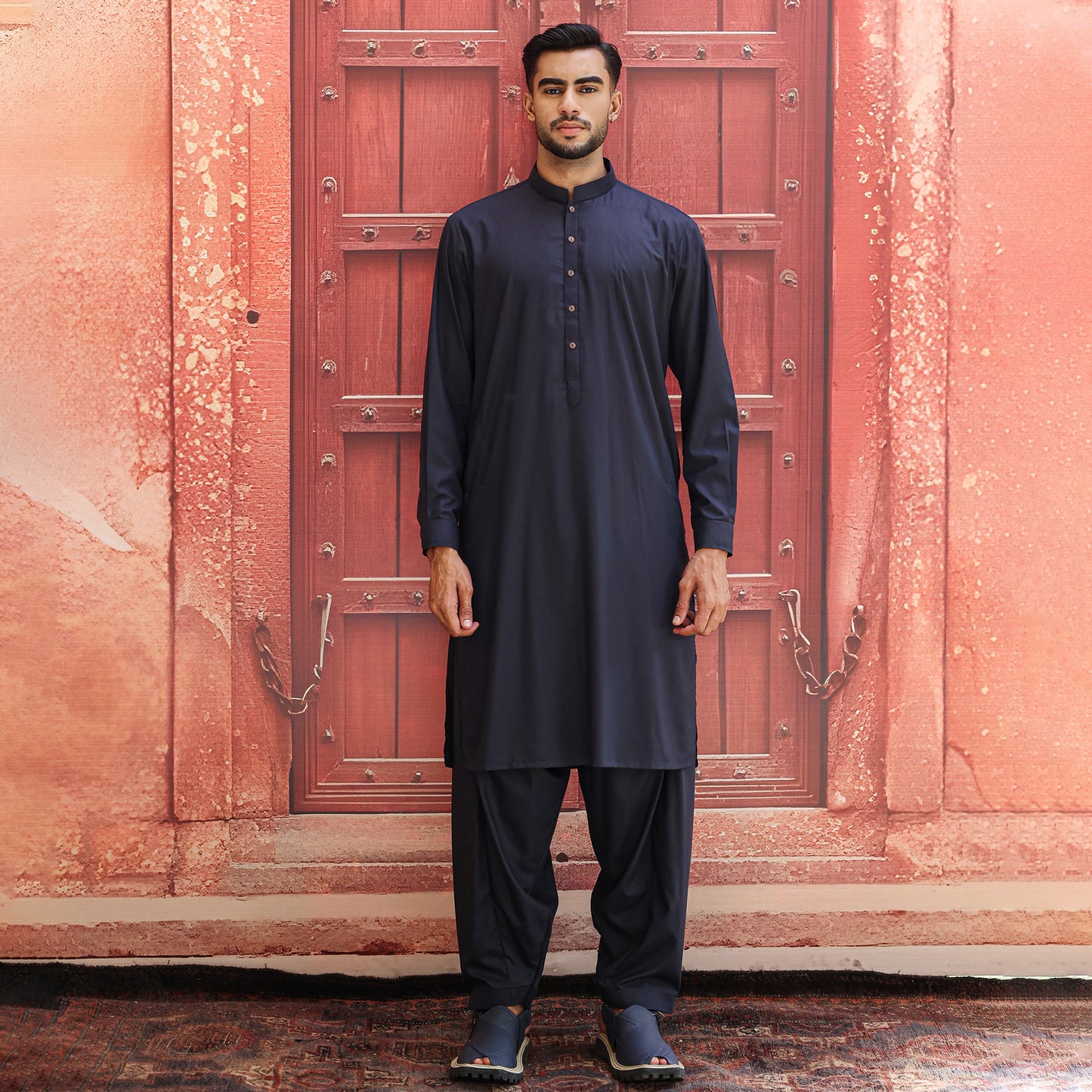 POLY VISCOSE NAVY CLASSIC FIT PLAIN SUIT