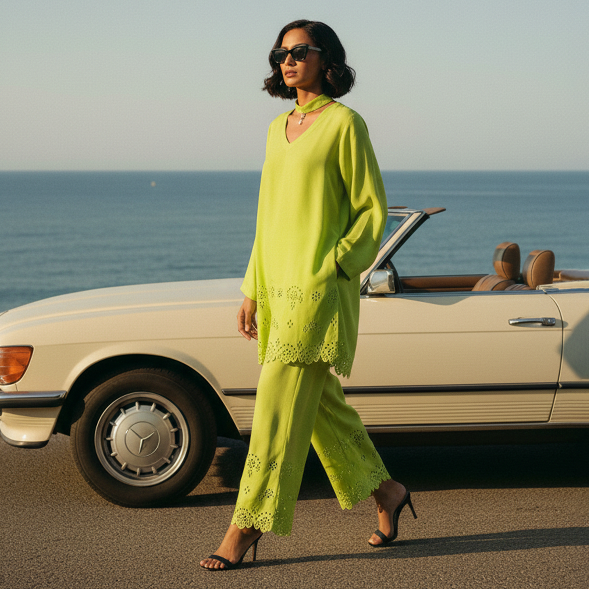 Apple Green Band Collar Co-ord Set – Amir Adnan - USA